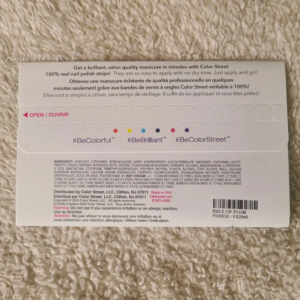 Color Street Rule of Plum 100% Real Nail Polish Strips